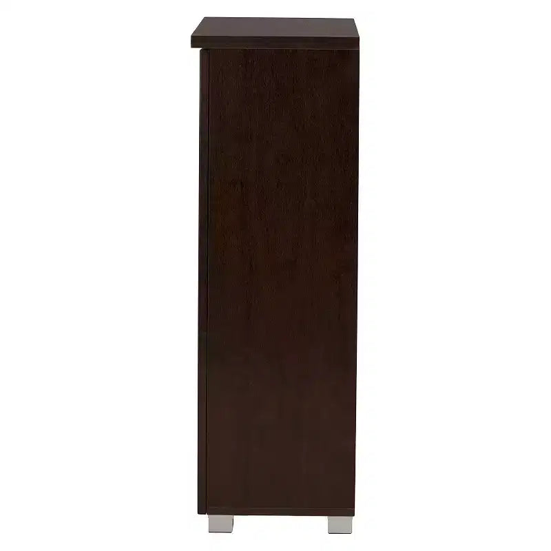 Meuble à chaussures Adalwin moderne et contemporain à 2 portes en bois : peut contenir 15 paires, pieds en PVC - Baxton Studio