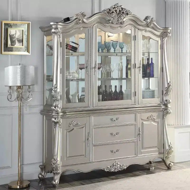 Meuble de rangement décoratif Bently Champagne de 76 po – Acme Furniture : Verre trempé, bois composite, aucun assemblage requis