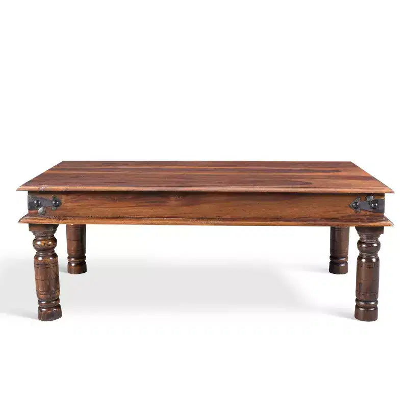 Table basse rustique Thakat fabriquée à la main - (16H x 43L x 24P) - Naturel - Timbergirl : Bois de rose indien massif, Entretien à sec