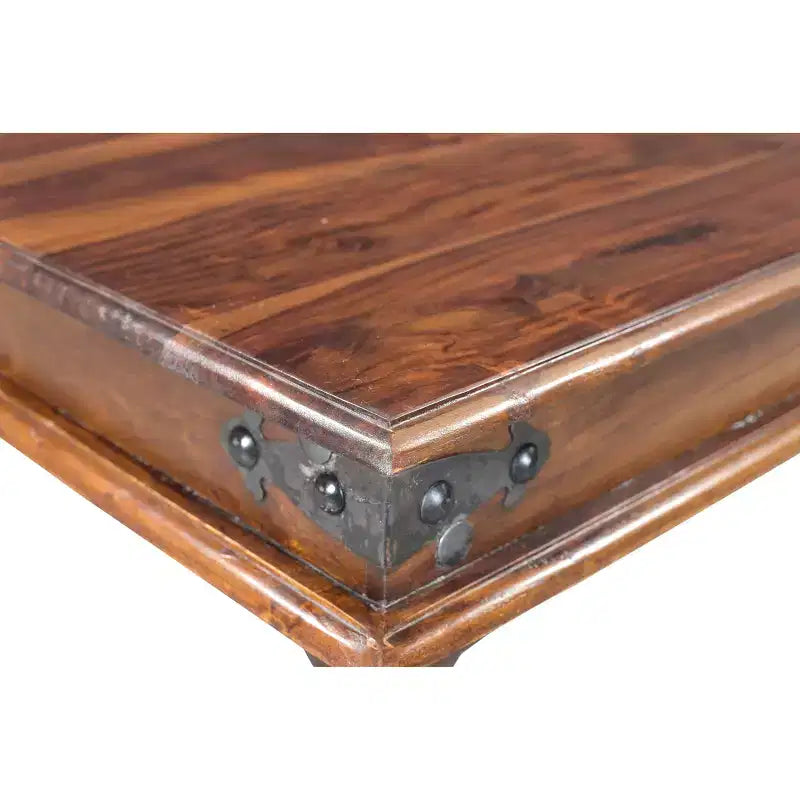 Table basse rustique Thakat fabriquée à la main - (16H x 43L x 24P) - Naturel - Timbergirl : Bois de rose indien massif, Entretien à sec