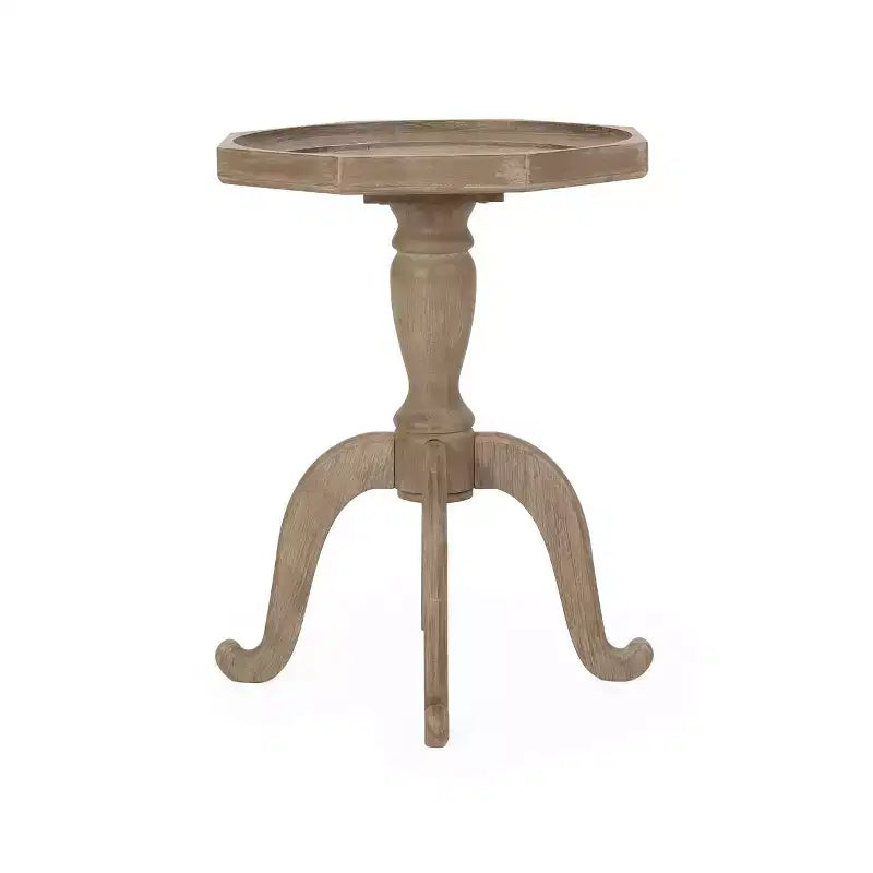 Table d'appoint de style champêtre Catawissa avec plateau octogonal naturel - Christopher Knight Home : Élégant piètement en pattes d'araignée, finition imitation bois