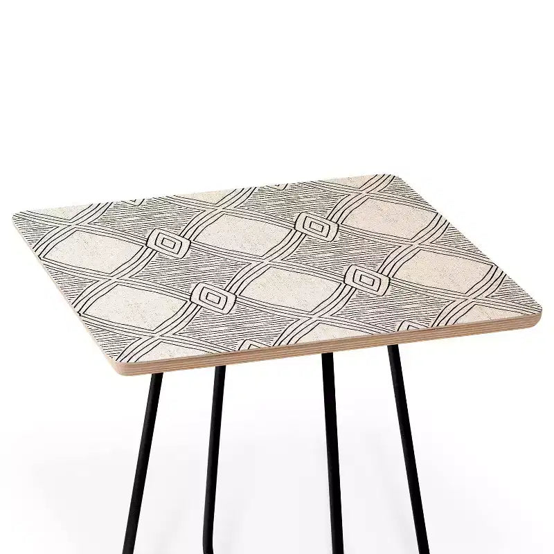 Table d'appoint carrée Holli Zollinger Playa Diamond Black/Black - Deny Designs : Minimaliste, résistante aux taches, pieds en acier