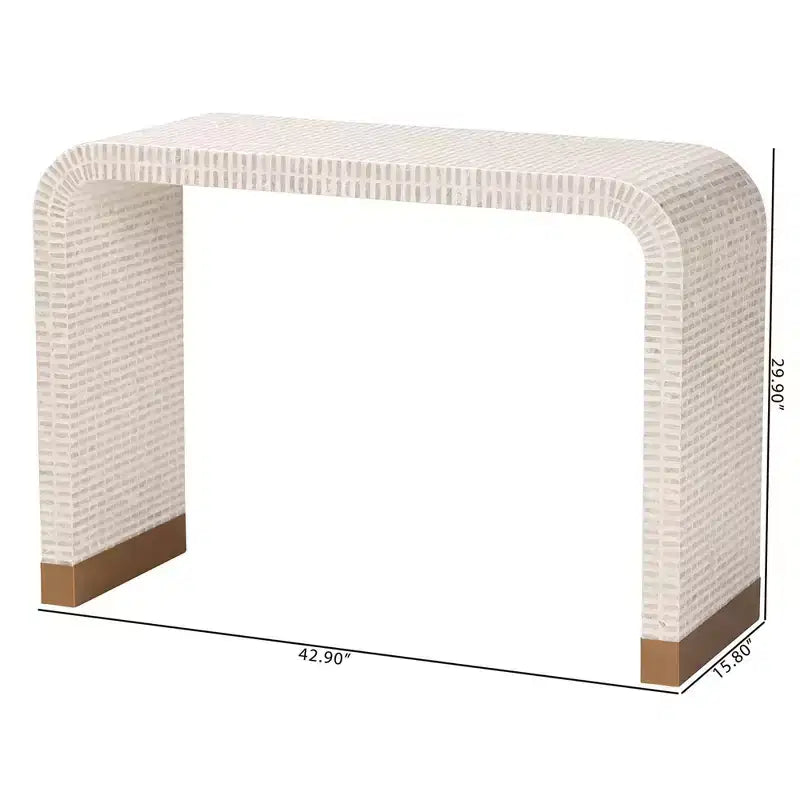 Table console en coquille capiz nacre beige/blanc/or bali & pari Carlyn