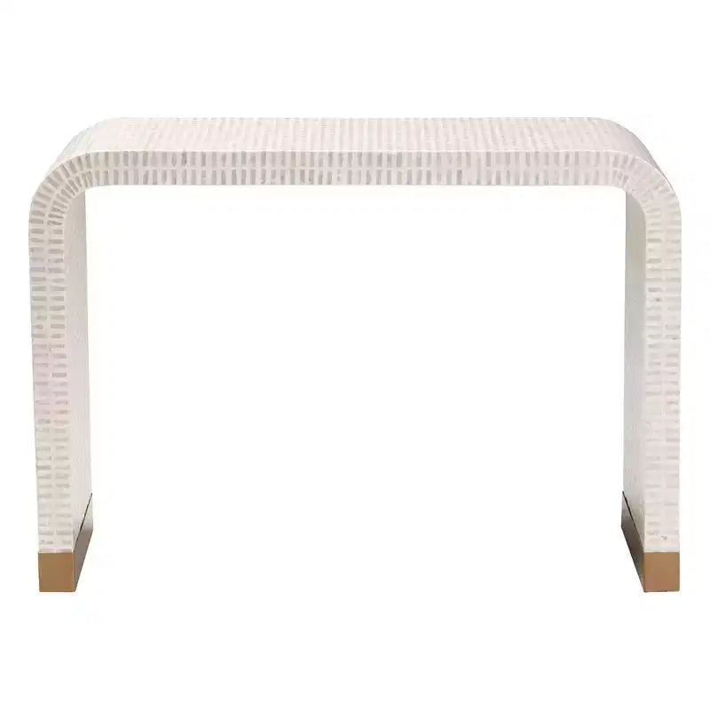 Table console en coquille capiz nacre beige/blanc/or bali & pari Carlyn