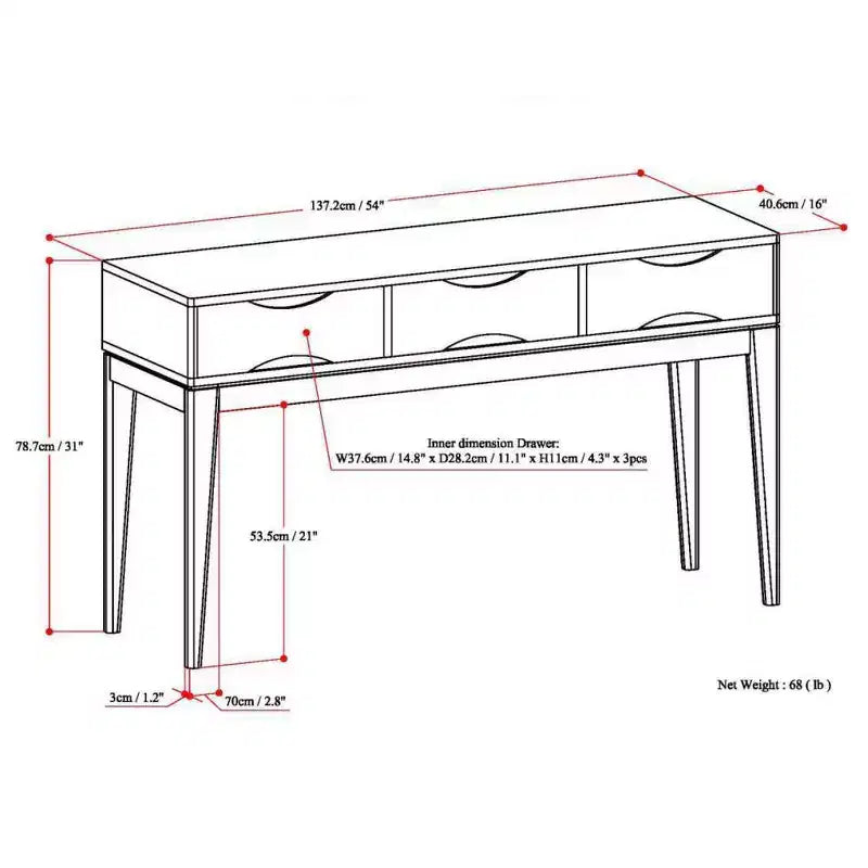 Table console/canapé WyndenHall Pearson en teck brun