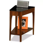 Table d'appoint inclinable Obsidian - Châtaignier - Leick Home : Dessus en verre, certifié CARB, aucun assemblage requis