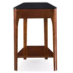 Table d'appoint inclinable Obsidian - Châtaignier - Leick Home : Dessus en verre, certifié CARB, aucun assemblage requis