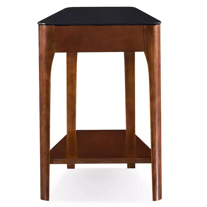 Table d'appoint inclinable Obsidian - Châtaignier - Leick Home : Dessus en verre, certifié CARB, aucun assemblage requis