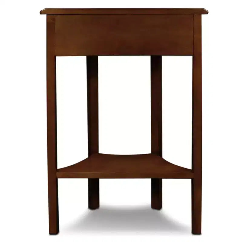 Console demi-lune - Merisier chocolat - Leick Home : Meuble d'entrée avec tiroir et étagère inférieure