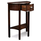 Console demi-lune - Merisier chocolat - Leick Home : Meuble d'entrée avec tiroir et étagère inférieure
