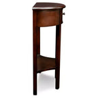 Console demi-lune - Merisier chocolat - Leick Home : Meuble d'entrée avec tiroir et étagère inférieure