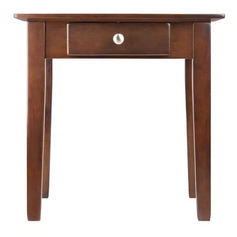 Table d'appoint Rochester avec tiroir, style Shaker - Noyer antique - Winsome : Table d'appoint carrée, pieds fuselés, rangement