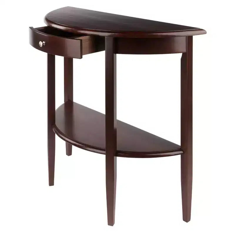 Winsome Concord Hall / Console Table, demi-lune avec tiroir et étagère – Noyer antique : Meuble d'entrée avec rangement, bois composite