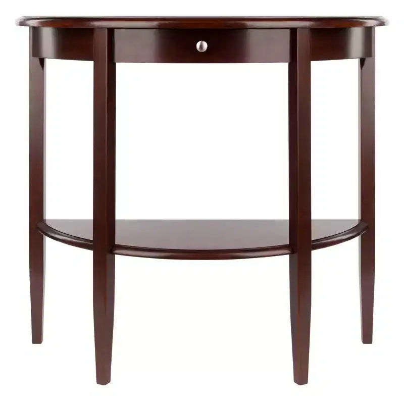 Winsome Concord Hall / Console Table, demi-lune avec tiroir et étagère – Noyer antique : Meuble d'entrée avec rangement, bois composite