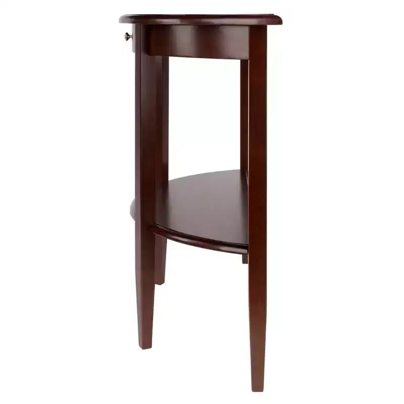 Winsome Concord Hall / Console Table, demi-lune avec tiroir et étagère – Noyer antique : Meuble d'entrée avec rangement, bois composite