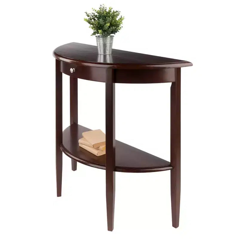 Winsome Concord Hall / Console Table, demi-lune avec tiroir et étagère – Noyer antique : Meuble d'entrée avec rangement, bois composite