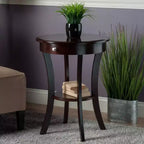 Table d'appoint ronde Sasha – Cappuccino – Winsome : Pieds évasés, Bois composite, Étagère de rangement