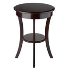 Table d'appoint ronde Sasha – Cappuccino – Winsome : Pieds évasés, Bois composite, Étagère de rangement