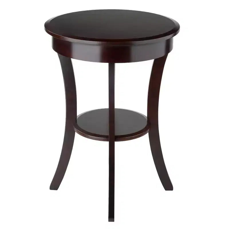 Table d'appoint ronde Sasha – Cappuccino – Winsome : Pieds évasés, Bois composite, Étagère de rangement