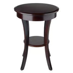 Table d'appoint ronde Sasha – Cappuccino – Winsome : Pieds évasés, Bois composite, Étagère de rangement