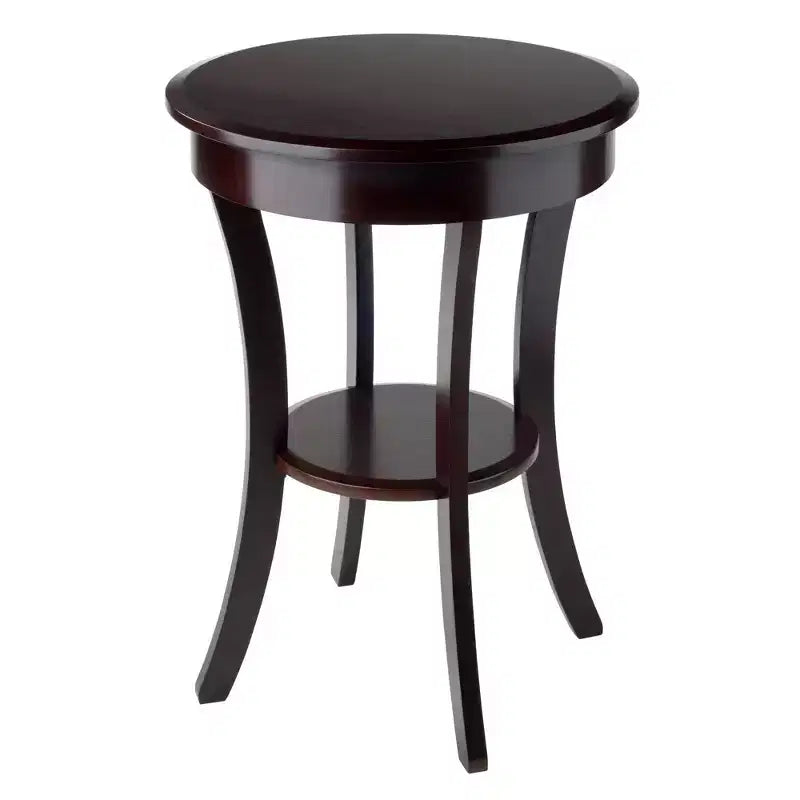 Table d'appoint ronde Sasha – Cappuccino – Winsome : Pieds évasés, Bois composite, Étagère de rangement