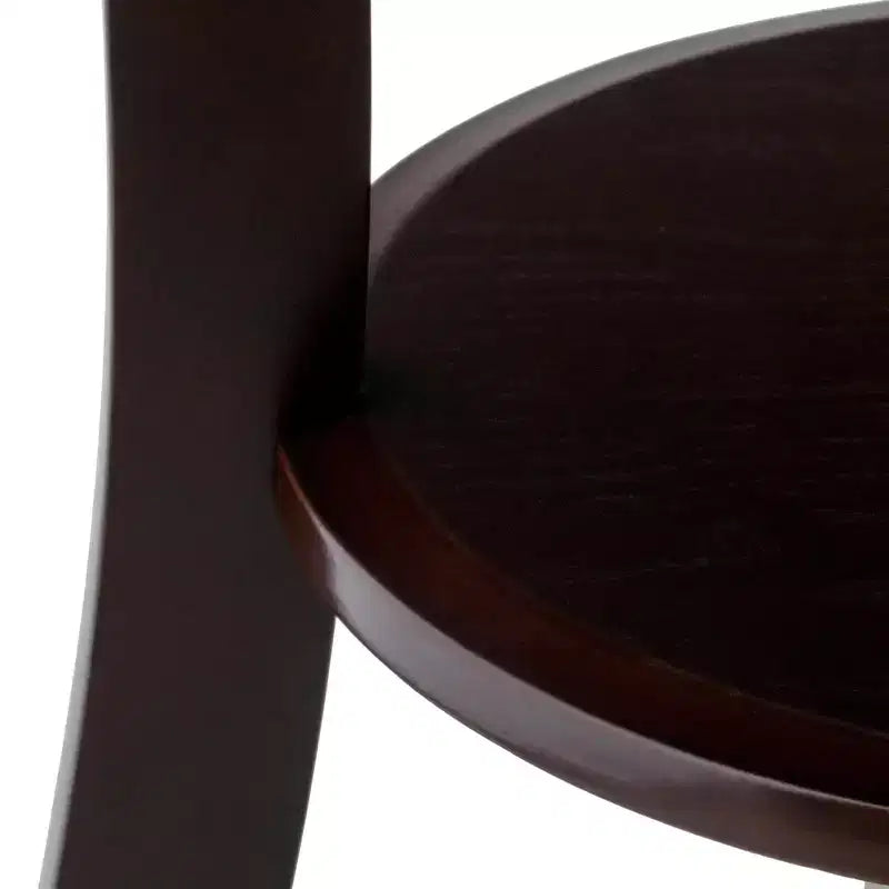Table d'appoint ronde Sasha – Cappuccino – Winsome : Pieds évasés, Bois composite, Étagère de rangement