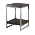 Jared End Table, Enamel Steel Tube - Dark Espresso - Winsome: 24" High, Contemporary Style, Printer Stand, Metal Frame