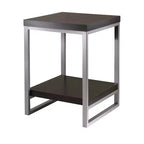 Jared End Table, Enamel Steel Tube - Dark Espresso - Winsome: 24" High, Contemporary Style, Printer Stand, Metal Frame