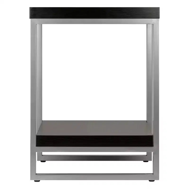 Table d'appoint Jared, tube d'acier émaillé - Espresso foncé - Winsome : 61 cm de hauteur, style contemporain, support d'imprimante, cadre en métal