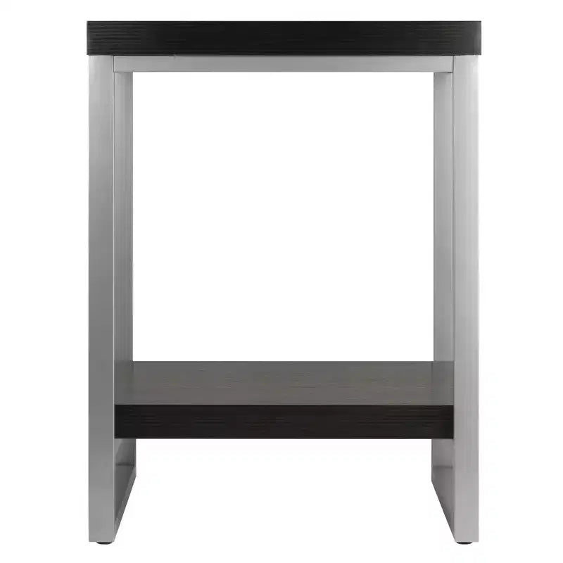 Table d'appoint Jared, tube d'acier émaillé - Espresso foncé - Winsome : 61 cm de hauteur, style contemporain, support d'imprimante, cadre en métal