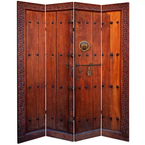 Séparateur de pièce en toile à portes doubles de 1,8 m de haut, 4 panneaux – Meuble oriental : Qualité galerie, aucun assemblage requis