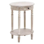 Olivia & May Wood Oval Accent Table Taupe : Style Campagne, un seul tiroir, utilisation en intérieur, étagère de rangement