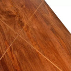 Table console Steve Silver Walter avec plateau en bois de manguier et incrustation en laiton et piètement : pieds métalliques entrecroisés, placage de bois, design glamour moderne