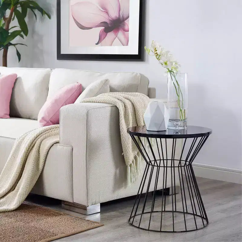 Table d'appoint Lulu Noir français - Adore Decor : Moderne du milieu du siècle, Aucun assemblage requis, Plateau rond en MDF