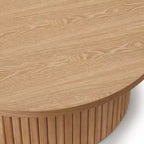 Table basse ronde cannelée Lifestorey Kendrick 33 cm à profil bas en chêne clair