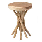Kenton Teak Accent Table Brown - East At Main: Modern Round No Assembly Teak Side Table for Living Room