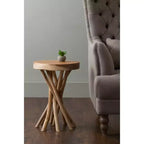 Table d'appoint Kenton en teck marron - East At Main : table d'appoint ronde moderne en teck sans assemblage pour le salon