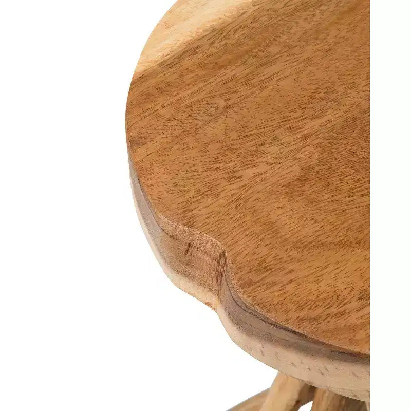 Table d'appoint Kenton en teck marron - East At Main : table d'appoint ronde moderne en teck sans assemblage pour le salon