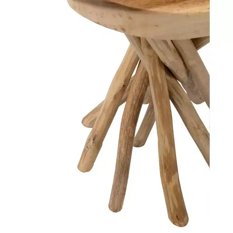 Table d'appoint Kenton en teck marron - East At Main : table d'appoint ronde moderne en teck sans assemblage pour le salon