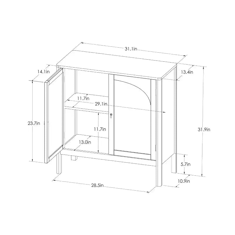Meuble d'appoint 2 portes New Bedford noir - Threshold™ : Rangement élégant, ferrures finition étain, placage bois