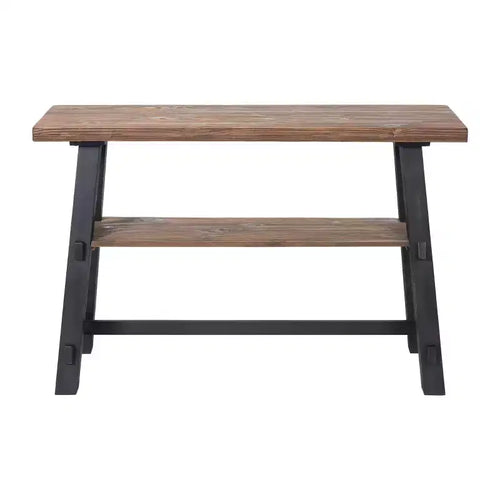 48" Odin Solid Wood Console Table with Shelf Black - Alaterre Furniture: Mid-Century Style, Pine Frame, Easy to Assemble