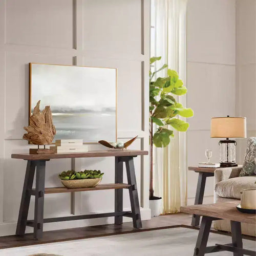 Console 48 po en bois massif Odin avec étagère noir – Meubles Alaterre : style mi-siècle, cadre en pin, facile à assembler