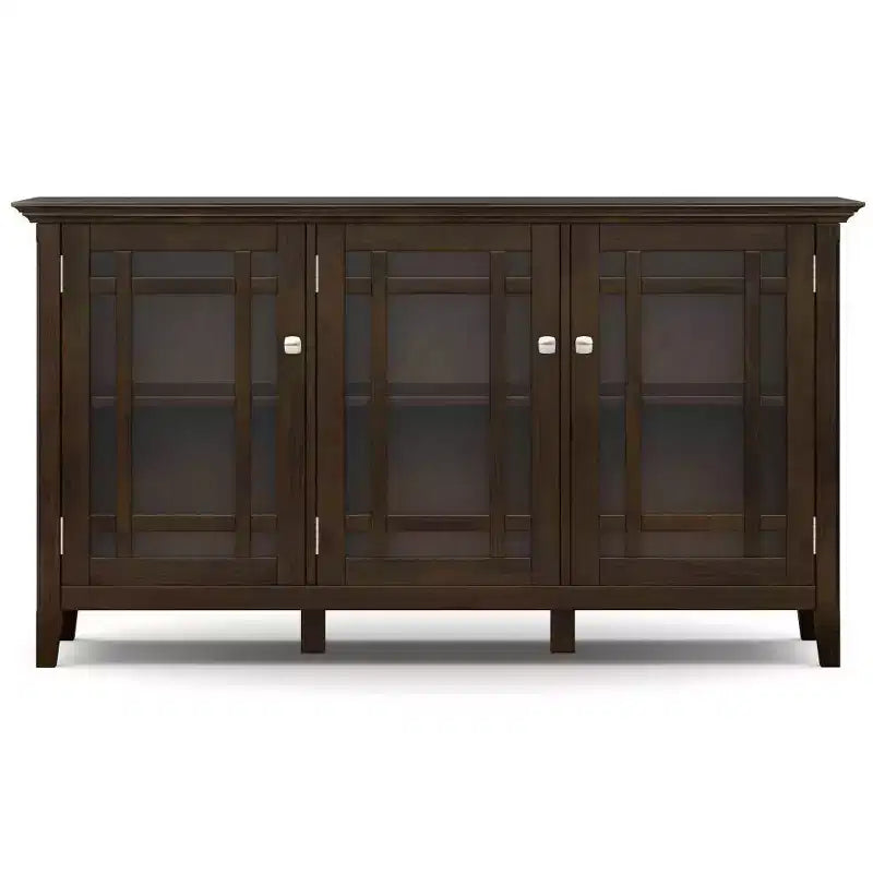 WyndenHall Freemont Meuble de Rangement Large Marron Tabac Foncé : Style Transitionnel, 3 Étagères Réglables, Cadre en Pin