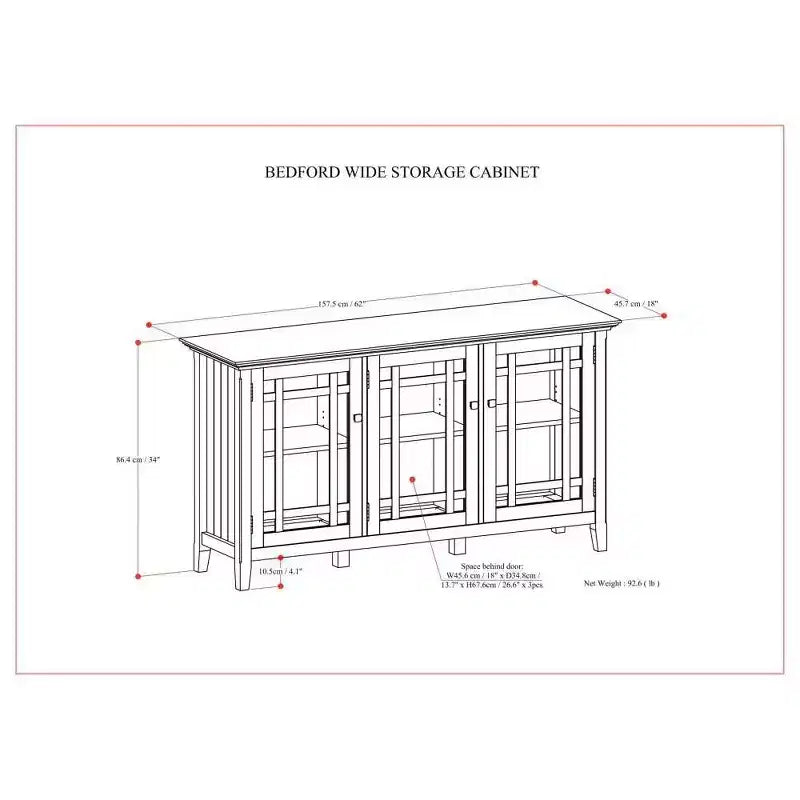 WyndenHall Freemont Meuble de Rangement Large Marron Tabac Foncé : Style Transitionnel, 3 Étagères Réglables, Cadre en Pin