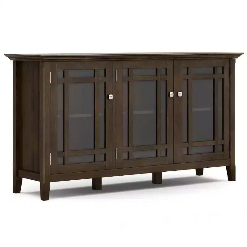 WyndenHall Freemont Meuble de Rangement Large Marron Tabac Foncé : Style Transitionnel, 3 Étagères Réglables, Cadre en Pin