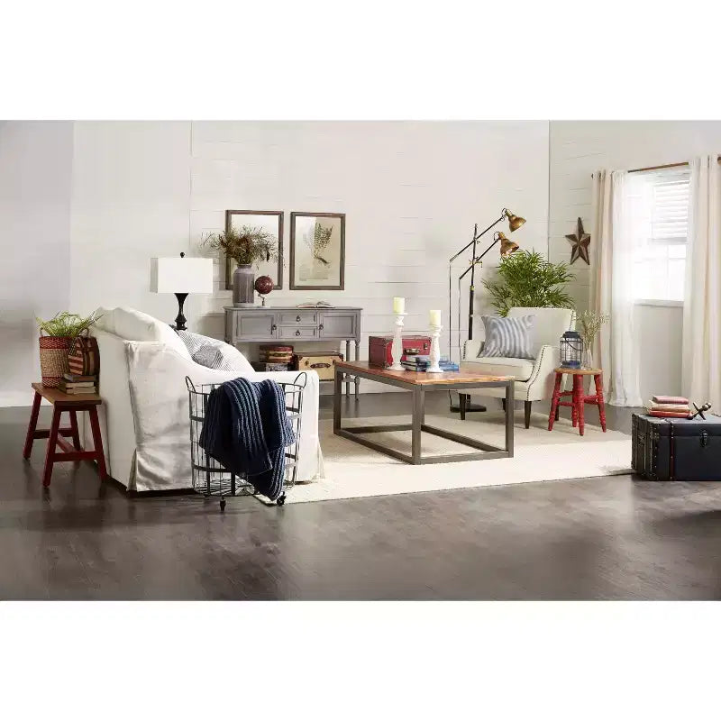 Lot de 3 Malles Traditionnelles en Bois Bleu - Olivia & May : Rembourrage, Lin, Cuir, Finitions Laiton, Aucun Montage Requis