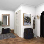 Lot de 3 Malles Traditionnelles en Bois Bleu - Olivia & May : Rembourrage, Lin, Cuir, Finitions Laiton, Aucun Montage Requis