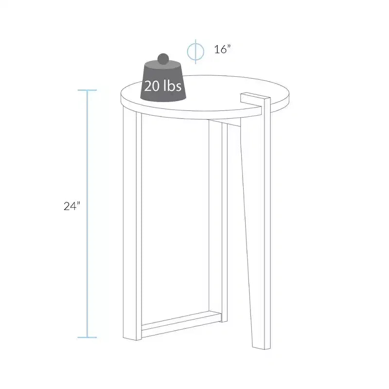 Table d'appoint ronde contemporaine gris/noir - Flora Home : pieds Sundial, plateau en chêne, hauteur 61 cm