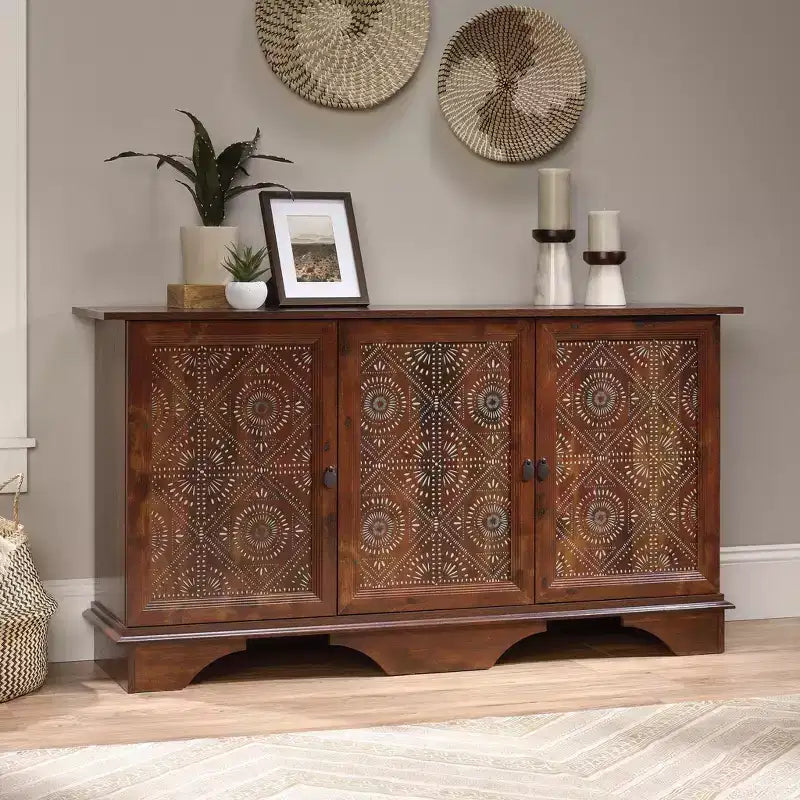 Meuble de rangement décoratif Viabella Curado Cherry - Sauder : Étagères réglables, Latéral, Style bohème