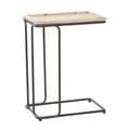 Industrial Ceramic Accent Table White - Olivia & May: Black Metal, C-Shaped, No Assembly Required